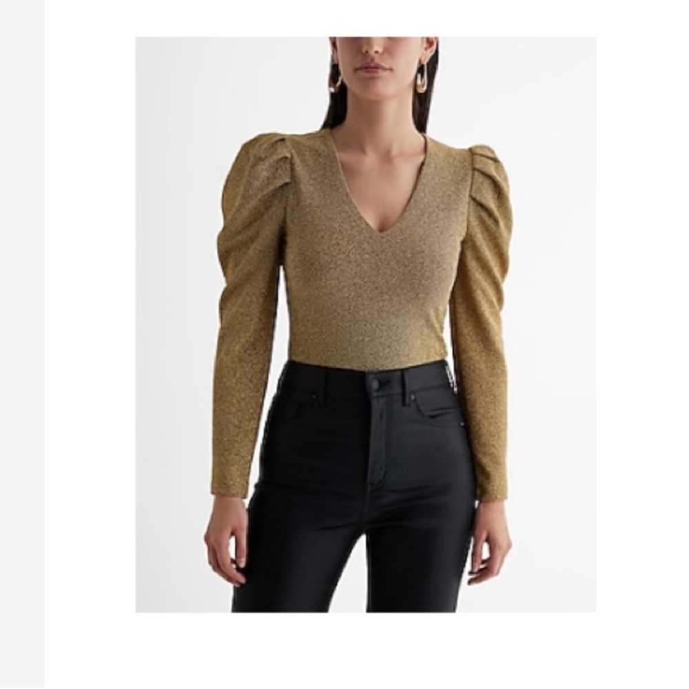 Express Metallic Puff Sleeve Bodysuit